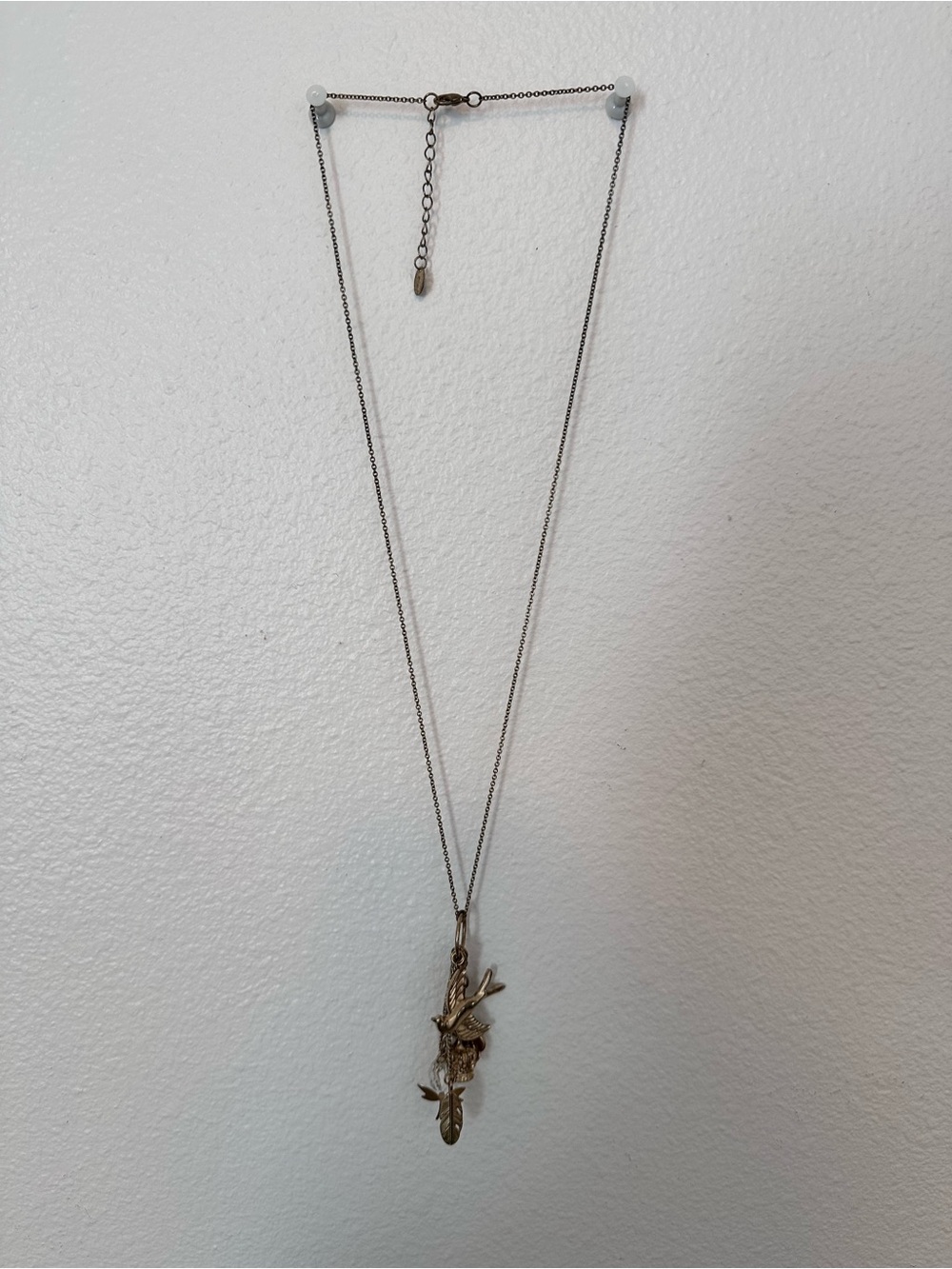 Delicate Antique-Style Gold Bird Pendant Necklace